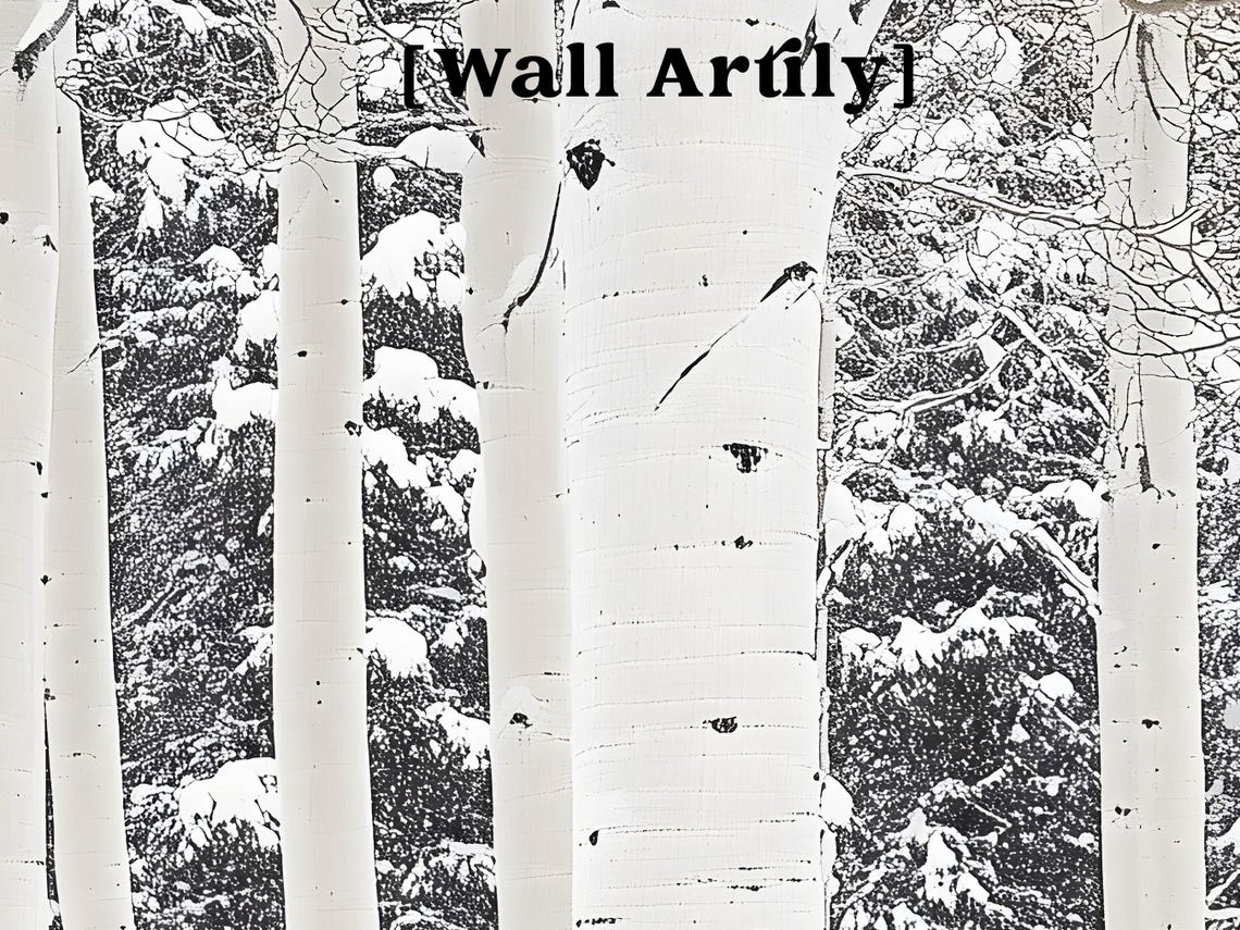 White Birch Trees Snowy Forest Minimal Winter Landscape Poster - Image 6