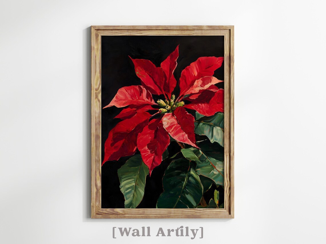 Christmas Poinsettia Dark Academia Wall Art Print - Image 7