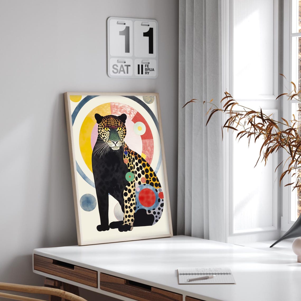 Leopard Half Black Panther Colorful Abstract Animal Art Poster - Image 4