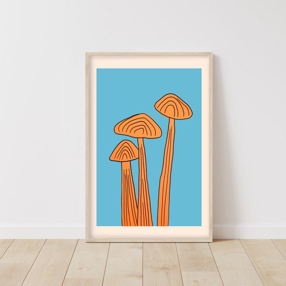 Wild Mushroom Poster Fungi Gift Mushroom Art Print House Warming Gift Colourful Wall Art Vegetable Print Wall