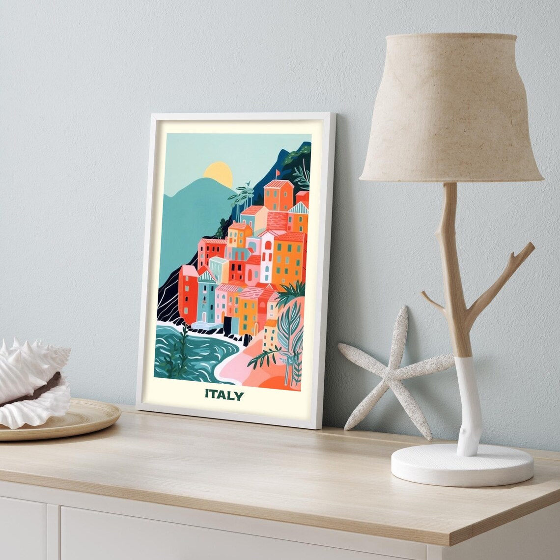 Colorful Cliffside Village on the Italian Coast Travel Poster - Image 4