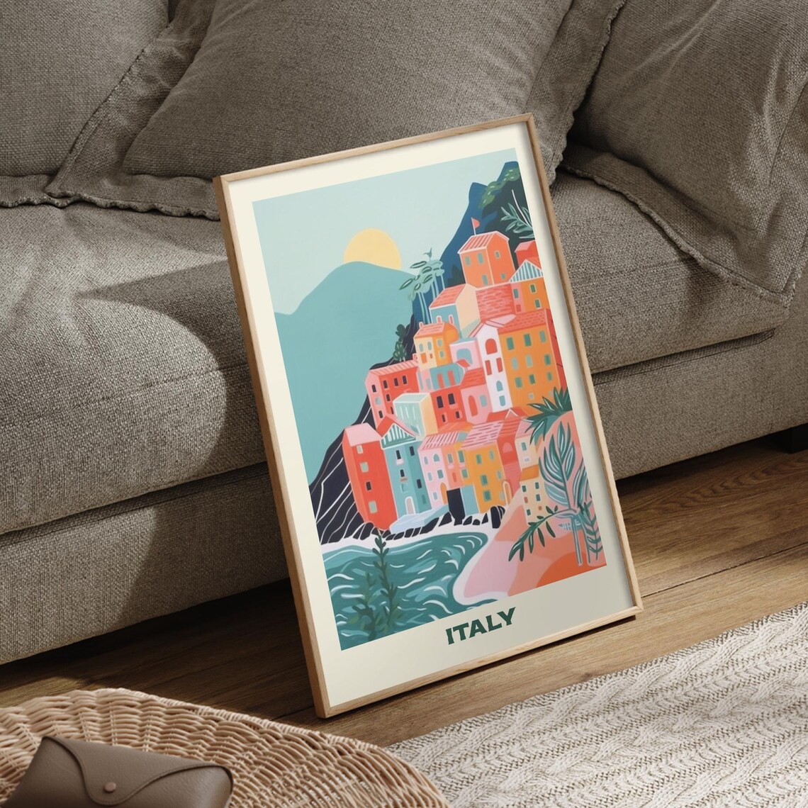 Colorful Cliffside Village on the Italian Coast Travel Poster