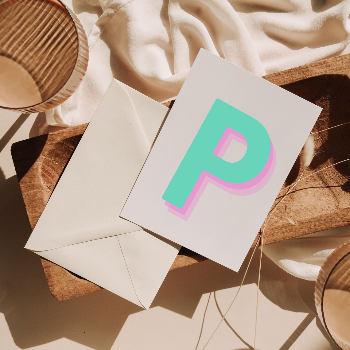 Retro 3D Letter P Monogram Alphabet Print - Image 3