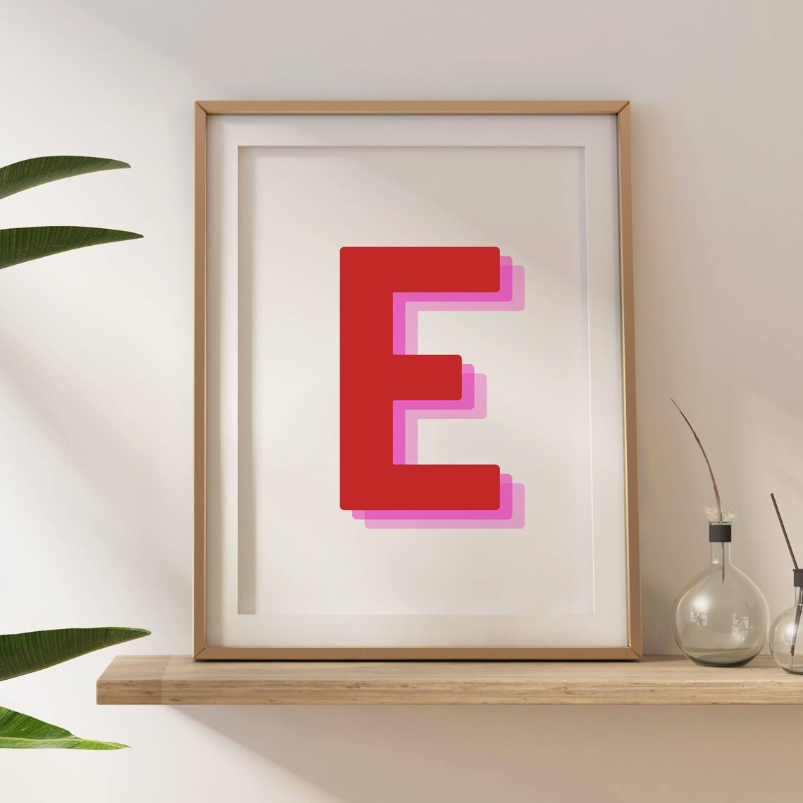 Retro 3D Letter E Monogram, Alphabet Art Print - Image 4
