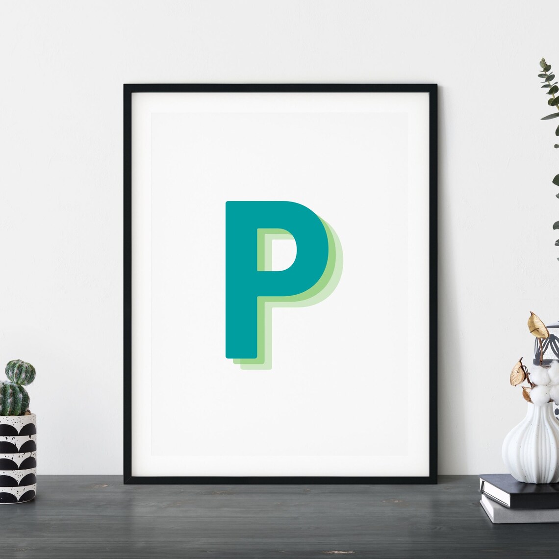 Retro 3D Letter P Monogram, Alphabet Art Print - Image 5