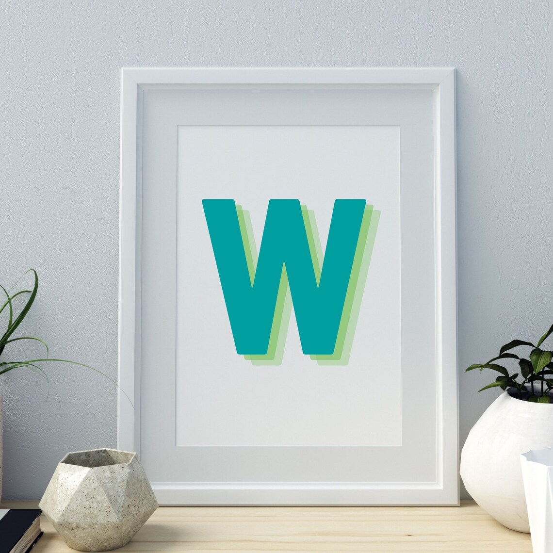 Retro 3D Letter W Monogram, Baby Letter Art - Image 4
