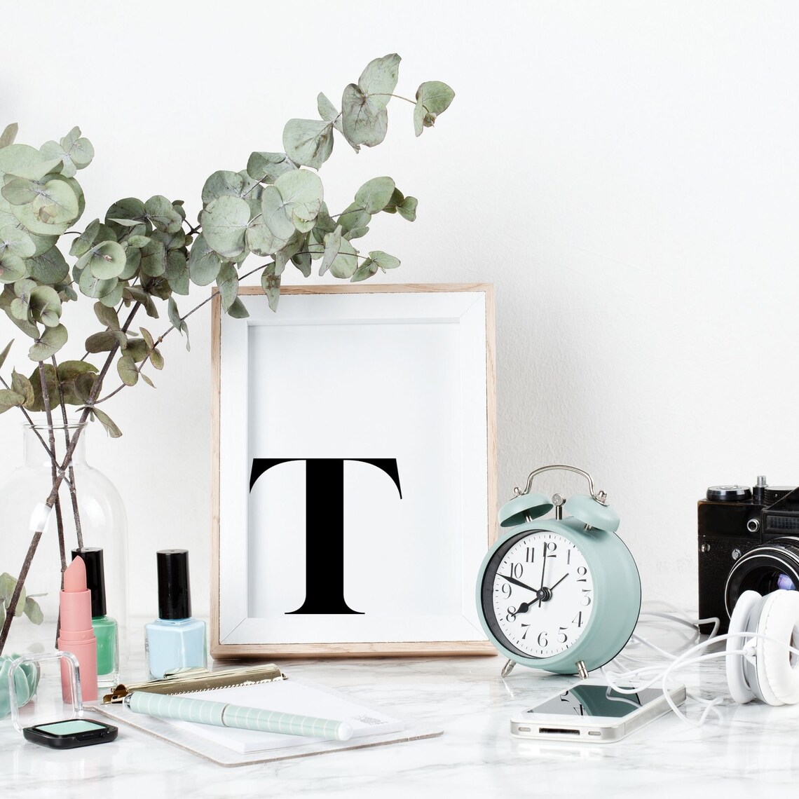 Letter T Minimalist Alphabet Monogram Art Print - Image 3