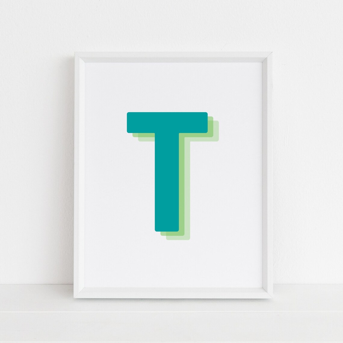 Retro 3D Letter T Monogram, Initial Poster