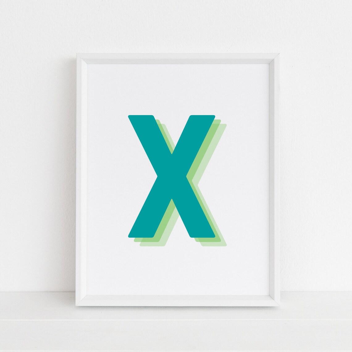 Retro 3D Letter X, Monogram Initial Alphabet Print