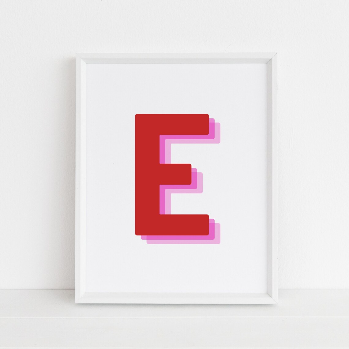 Retro 3D Letter E Monogram, Alphabet Art Print