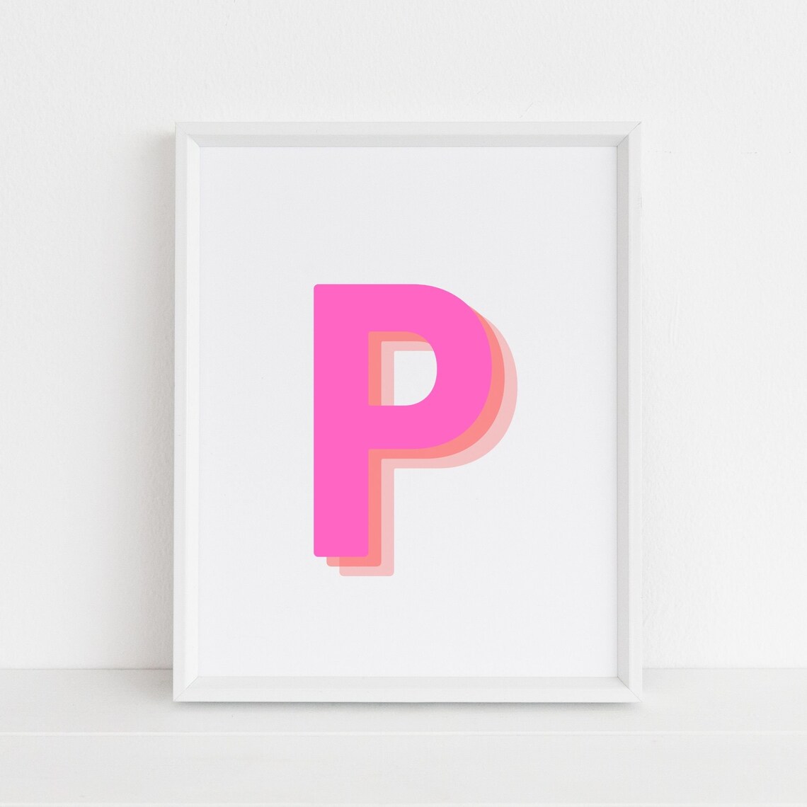 Retro 3D Letter P Monogram, Baby Letter Art