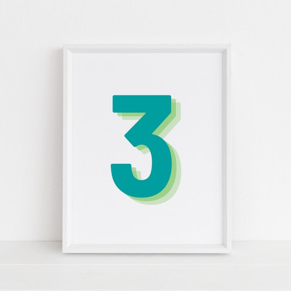 Retro 3D Number Three Birthday Age Poster