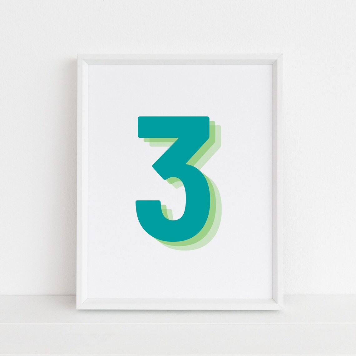 Retro 3D Number Three Birthday Age Poster