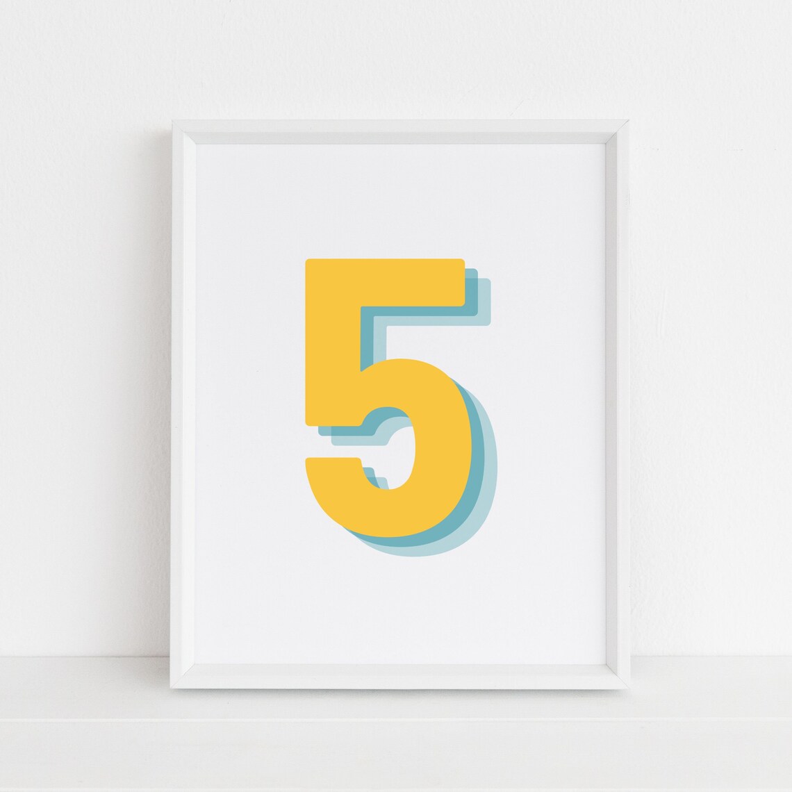 Retro 3D Number 5, Birthday Age Art Print