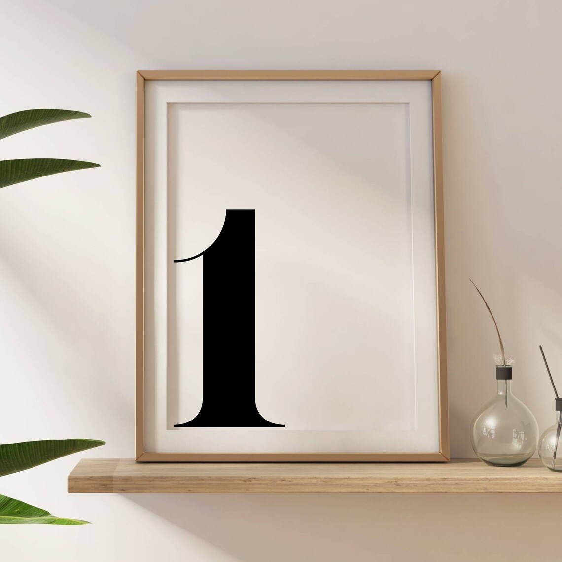Number 1 Monogram Typography Poster Print