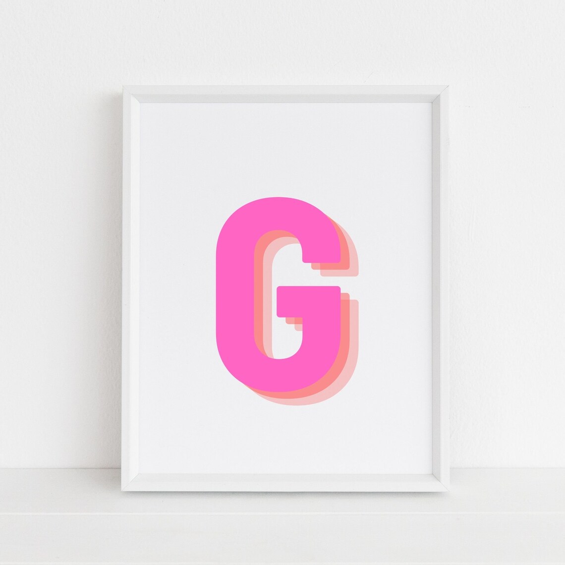 Retro 3D Letter G, Monogram Alphabet Art Print