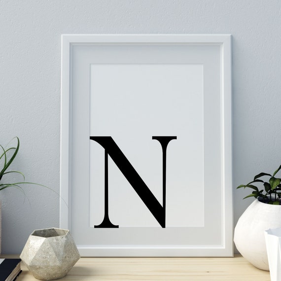 Letter N Print Minimalist Letter Art Monogram Letter Print Initial Alphabet Print Baby Letter Art Wall Art Home Decor