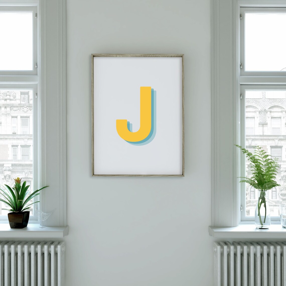 Retro 3D J Letter Monogram Alphabet Print - Image 2