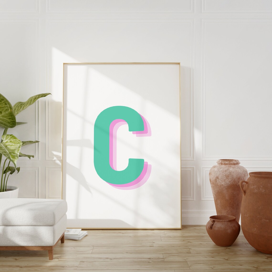 Retro 3D Letter C, Monogram Alphabet Print - Image 5