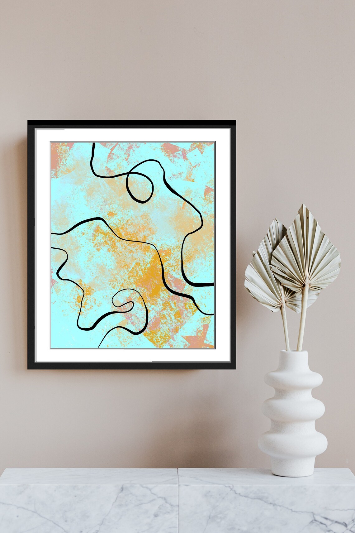 Abstract Minimalist Boho Line Art, Contemporary Modern