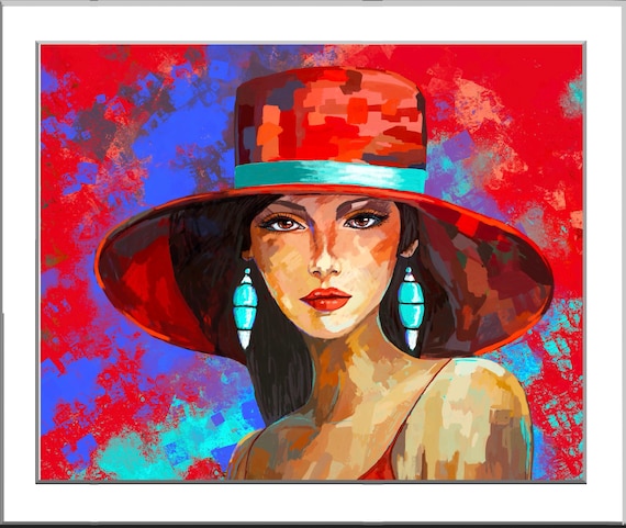 Lady In Red Portrait Art Print