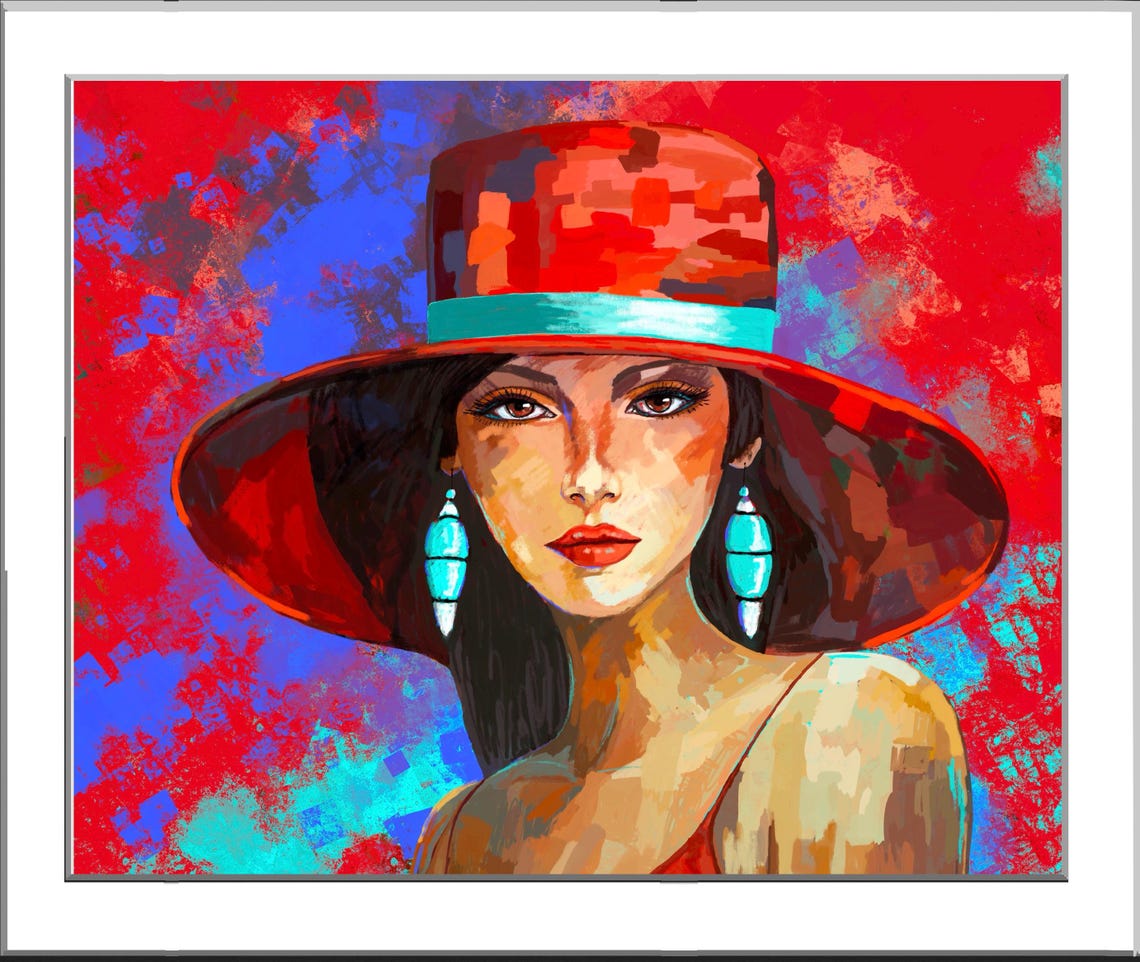 Lady In Red Portrait Art Print