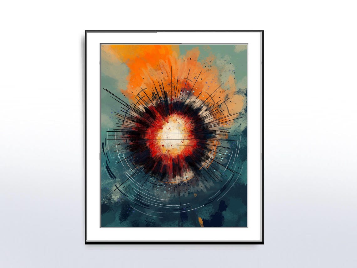 Circular Motion Red Explosion Abstract Black Hole Art Poster