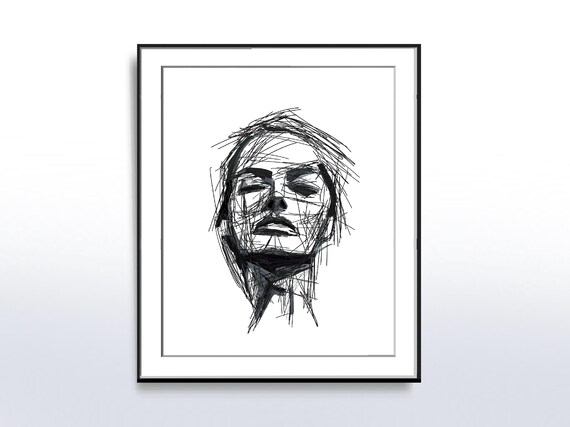 Hidden Beauty Line Art Portrait Black And White Portrait Wall Art Art Art