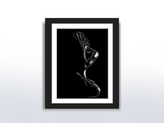 Nude Silhouette Line Art Woman Minimalist Black Figure Poster