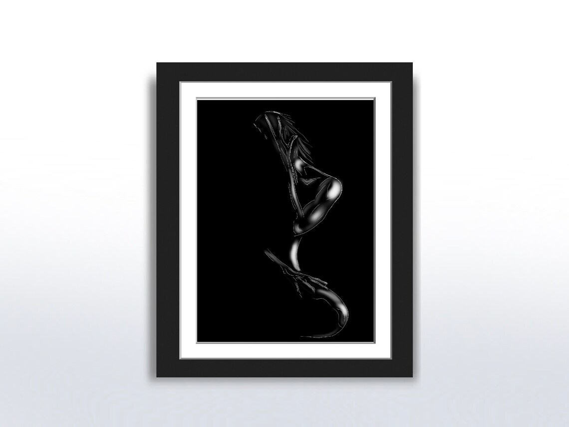 Nude Silhouette Line Art Woman Minimalist Black Figure Poster