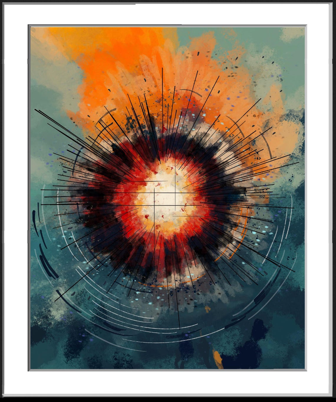 Circular Motion Red Explosion Abstract Black Hole Art Poster - Image 4