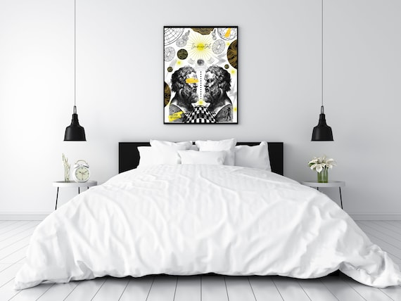 Immortal Surreal Collage Mirrored Busts Geometric Poster Art