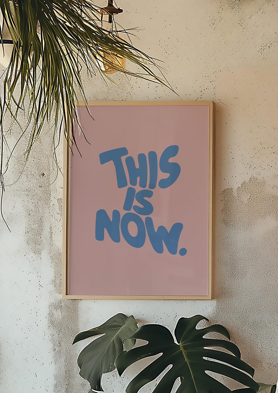 This Is Now Blue Mindfulness Quote Pink Modern Typography Poster - Image 3