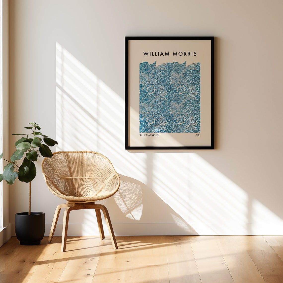 William Morris Blue Marigold 1875 Botanical Pattern Decor Poster - Image 2