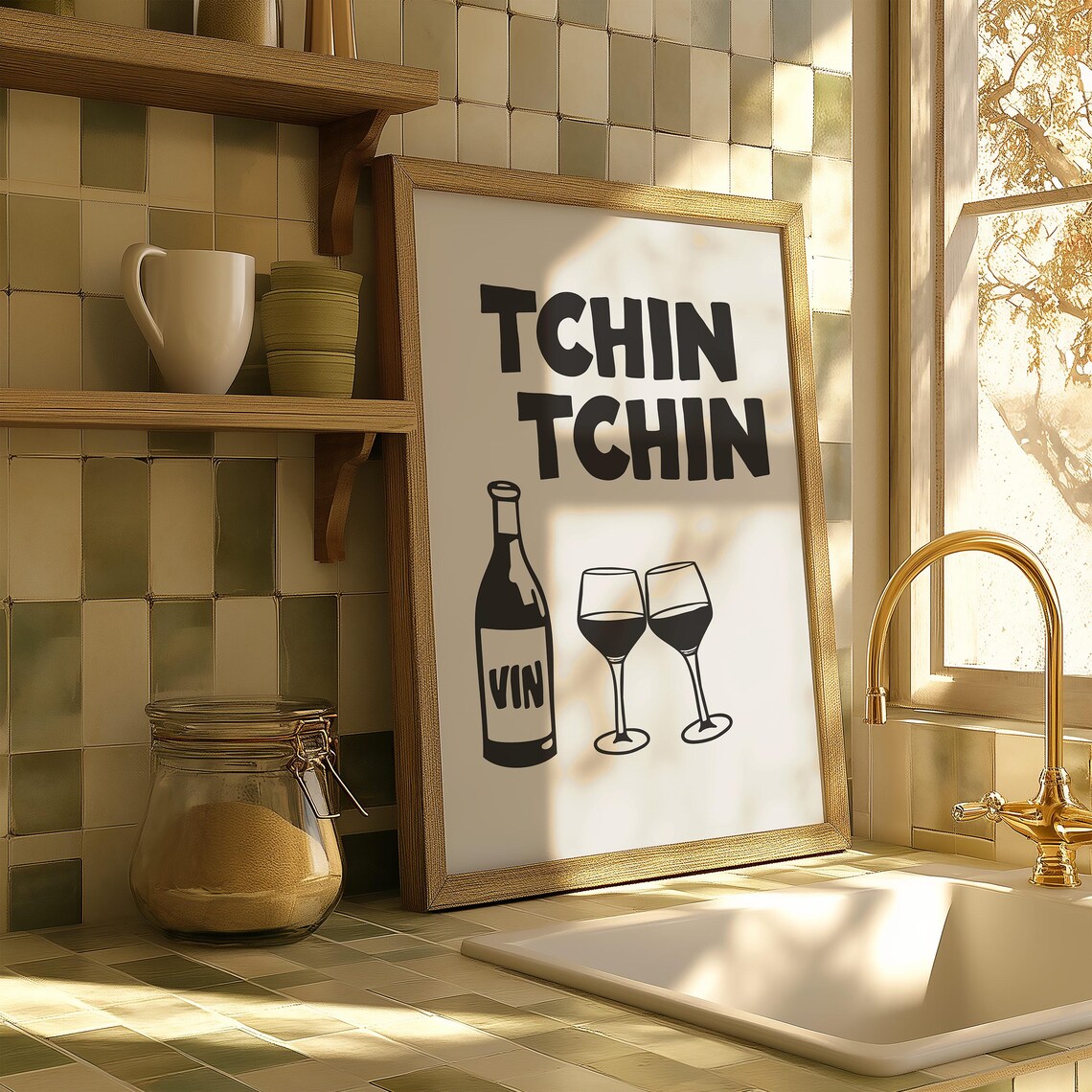Black Tchin Tchin French Wine Toast Retro Bar Cart Kitchen Decor Poster - Image 2