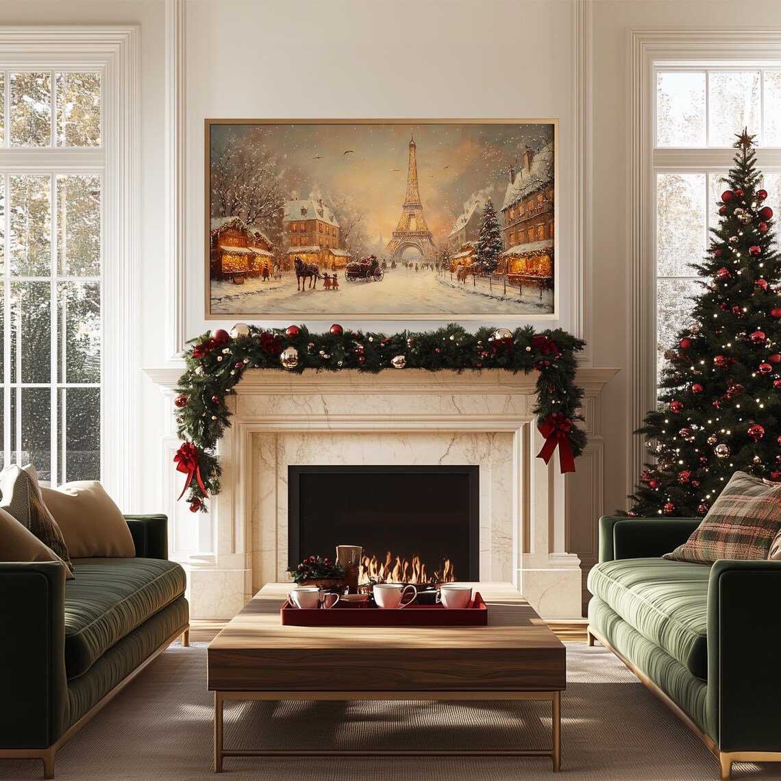 Paris Christmas Market, Festive Snowy Winter Travel Poster - Image 5