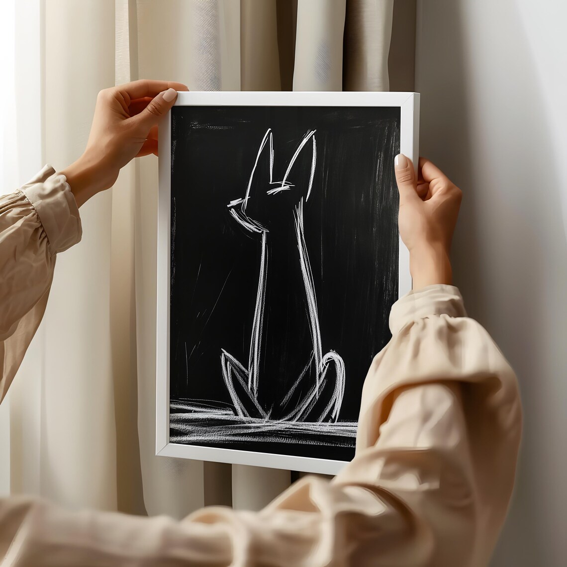 Vintage Abstract Dog Charcoal Sketch Art Print - Image 2