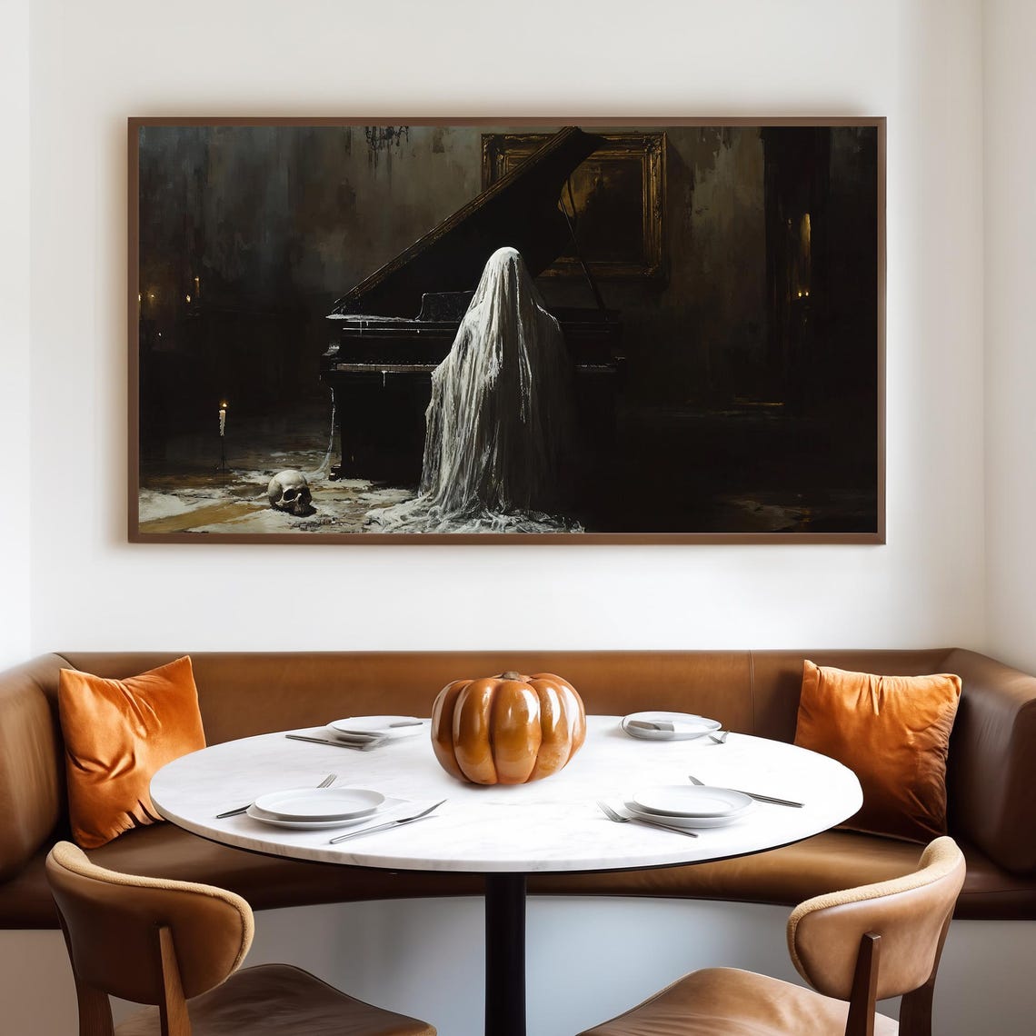 Ghost Playing a Grand Piano in a Haunted Dark Hall Halloween Poster - Image 4