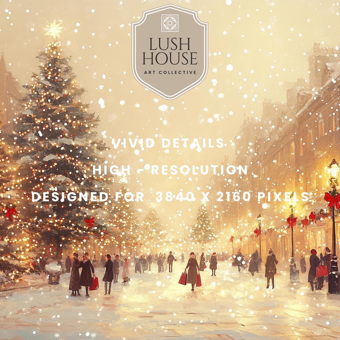 Neutral Christmas Tree, Winter Holiday Art Print - Image 2