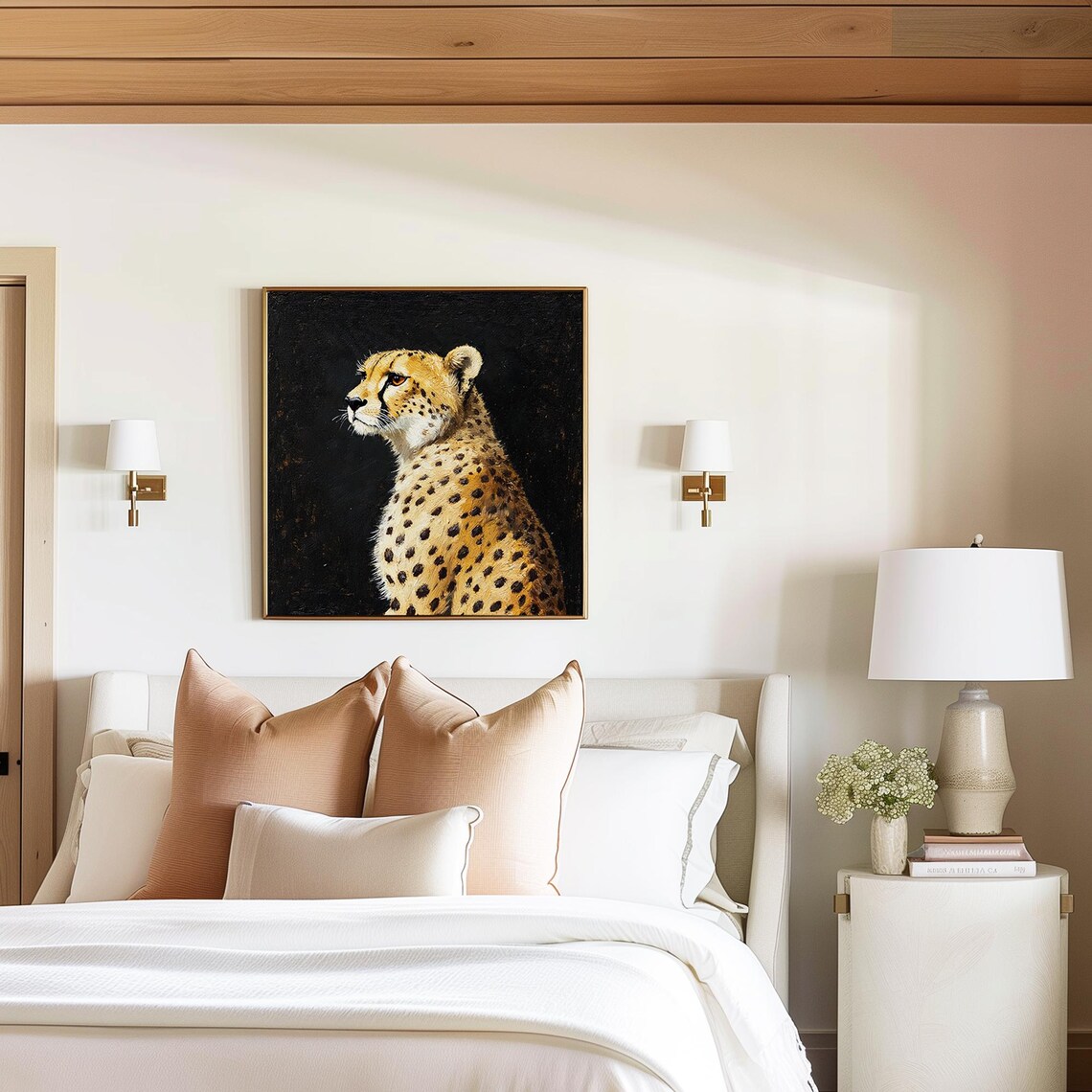 Antique Cheetah Portrait, Minimalist Art Print - Image 3