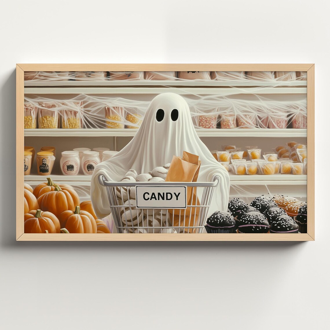 Halloween Ghost Art Print, Whimsical Farmhouse Decor