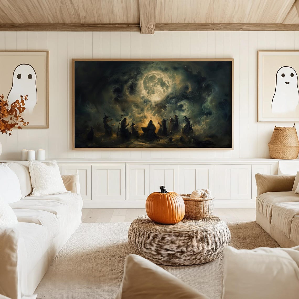Coven of Witches Gathering Under a Full Moon on a Smoky Night Poster - Image 5