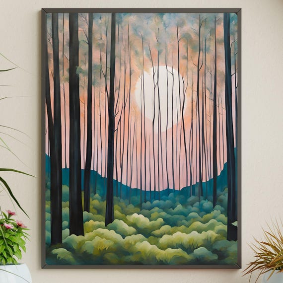 Serene Forest Minimalist, Tranquil Nature Landscape