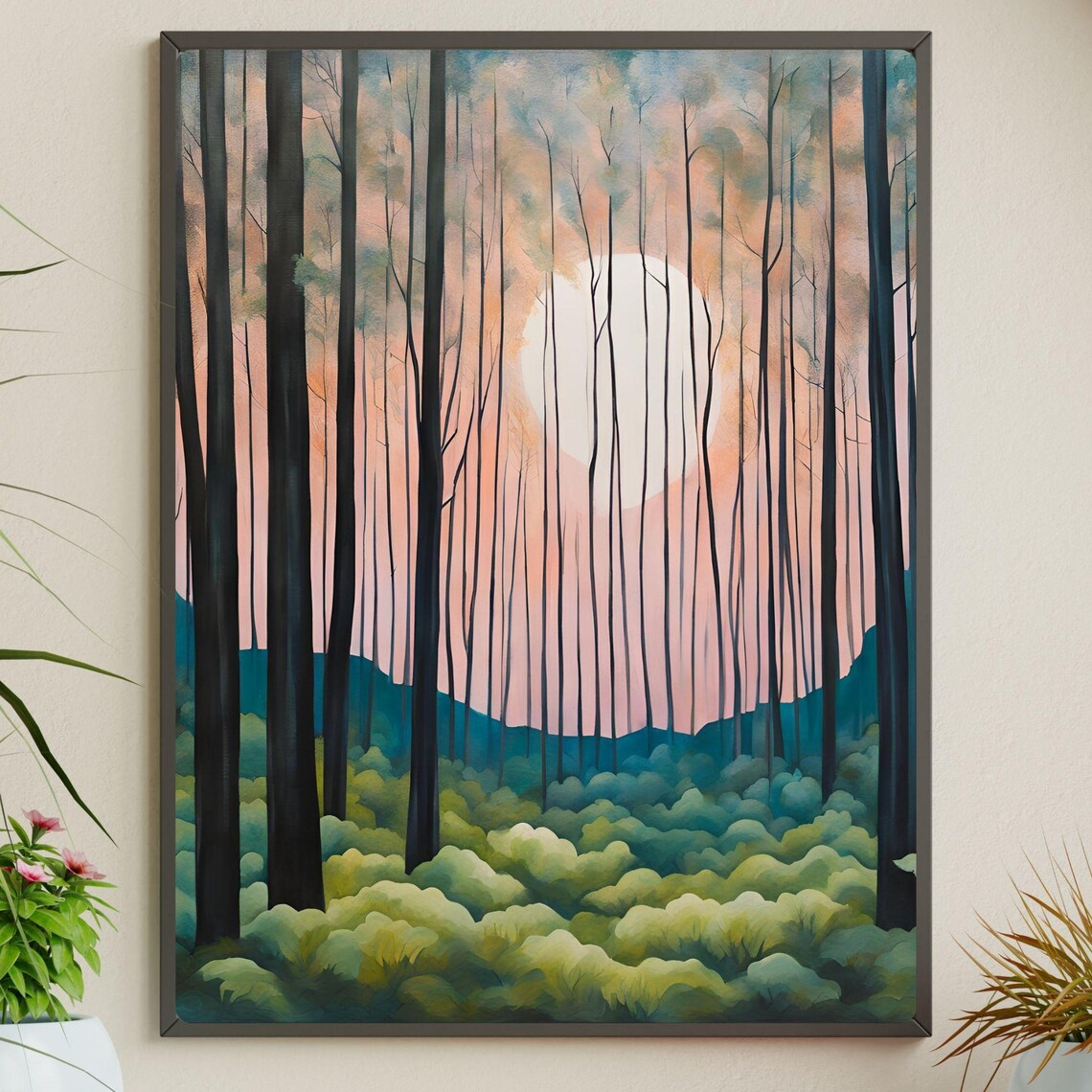 Serene Forest Minimalist, Tranquil Nature Landscape