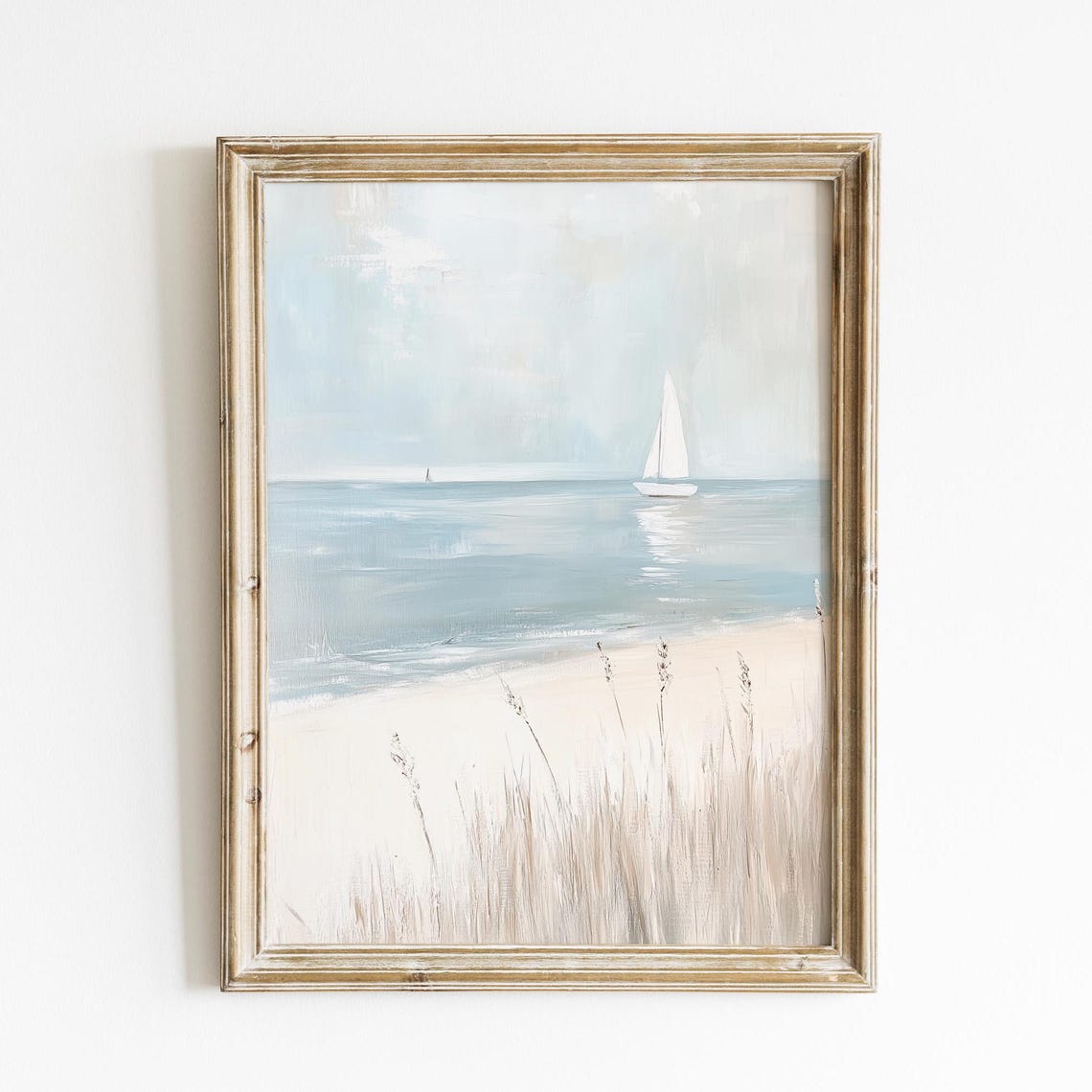 Vintage Coastal Sailboat Art Print, Nautical Decor