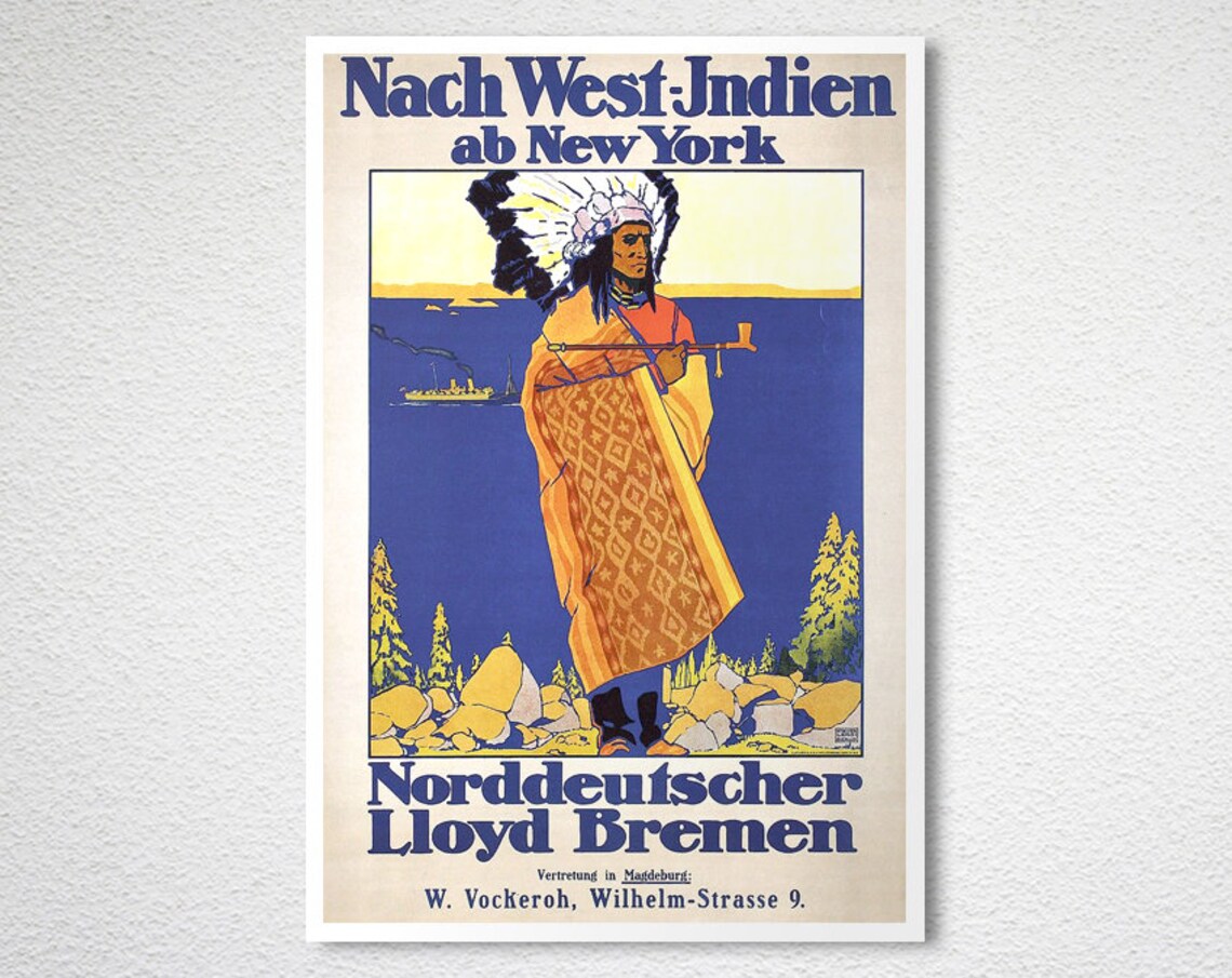 Norddeutscher Lloyd Bremen New York West Indies Voyage Travel Poster - Image 2