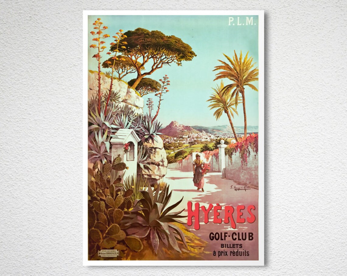 Hyères Golf Club Vintage French Riviera P.L.M. Railway Poster - Image 2