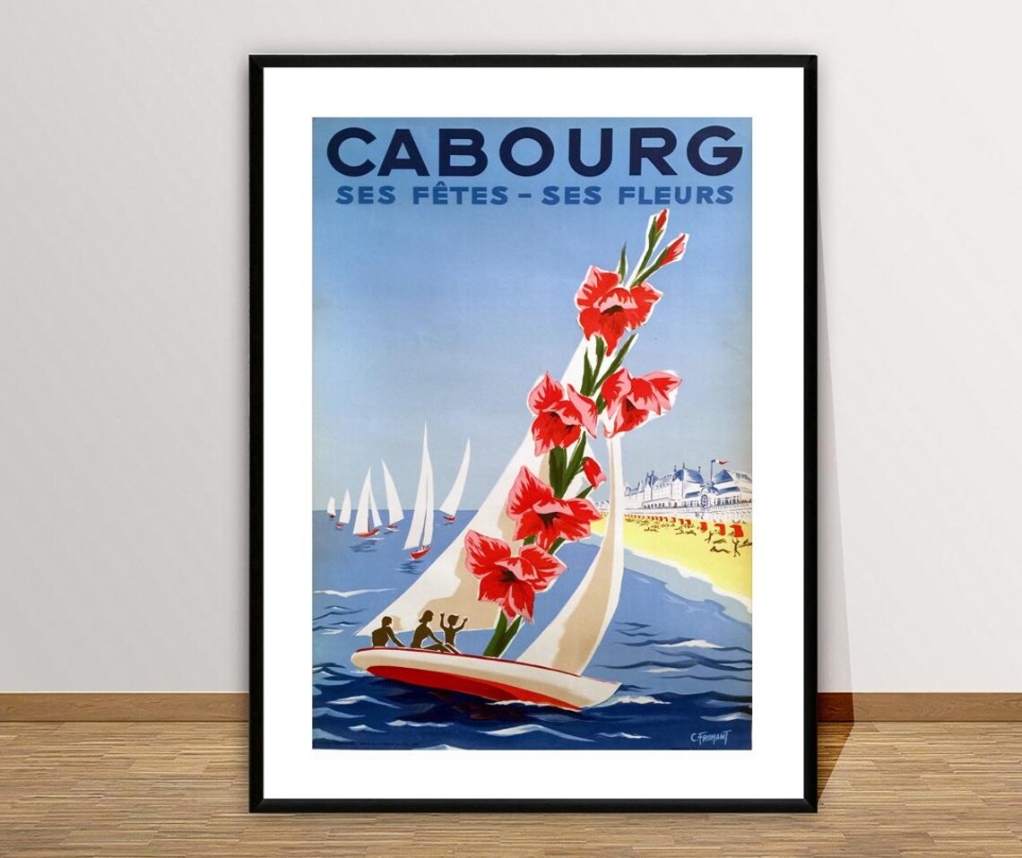 Cabourg Normandy France Sailing Flowers Resort Vintage Travel Poster - Image 3