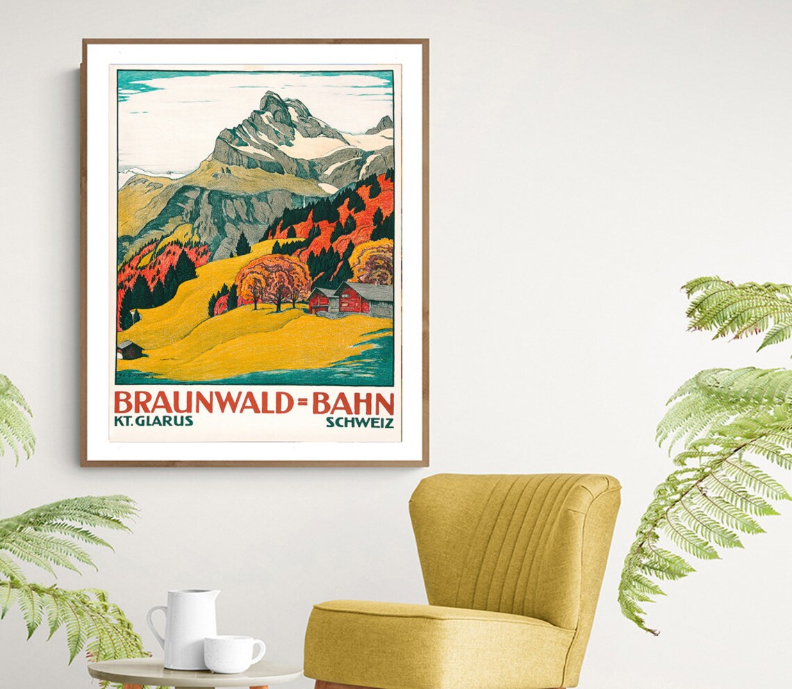 Braunwald Bahn Glarus Switzerland Autumn Alpine Travel Poster - Image 2