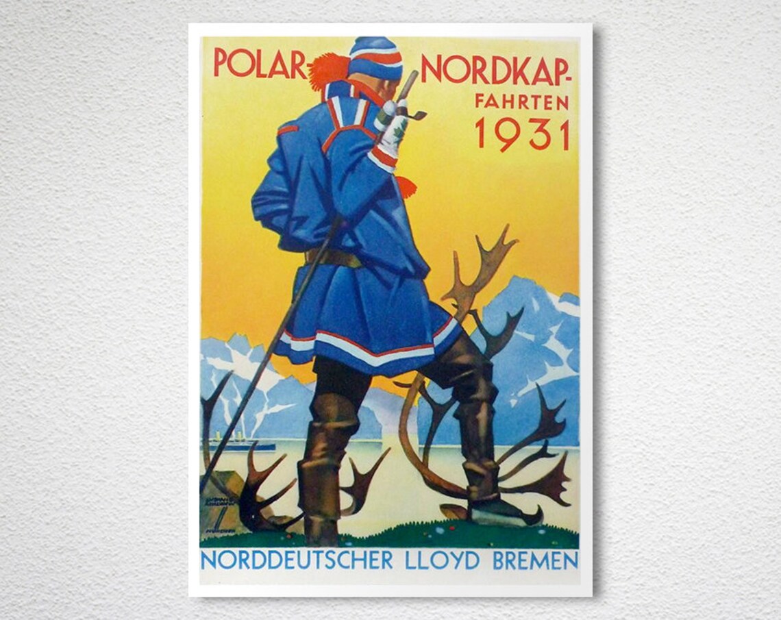 Polar Nordkap Fahrten 1931 Norddeutscher Lloyd Bremen Cruise Poster - Image 2